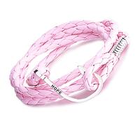 Infinite U Bracelet tressé Multi-Rangs Multicolore Le Fermoir de l'hameçon Hope en Alliage et Cuir Rose pour Femme Homme