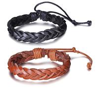 Infinite U Bracelet tressé réglable multicolore à la mode en Cuir noir brun pour homme femme