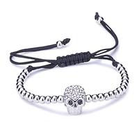 Infinite U Bracelet tressé réglable Multicolore Les Gouttes et Le crâne desséché orné Zirconium à la Mode en Alliage Zircon et Corde de Coton Blanc d'argent pour Femme