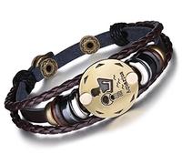 Infinite U Bracelet tressé rétro Multi-Rangs Les Douze Signes du Zodiaque Le Verseau en Alliage et Cuir Brun Sombre pour Femme Homme