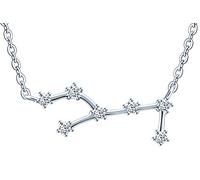 Infinite U Collier en argent 925, collier femme fille, Collier pendentif des signes astrologiques, La Vierge, Ras-du-cou, avec la chaîne ajustable en argent 925, Zircon incrusté, argent