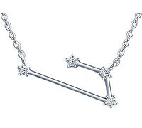Infinite U Collier en argent 925, collier femme fille, Collier pendentif des signes astrologiques, Le Bélier, Ras-du-cou, avec la chaîne ajustable en argent 925, Zircon incrusté, argent