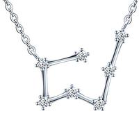 Infinite U Collier en argent 925, collier femme fille, Collier pendentif des signes astrologiques, Le Taureau, Ras-du-cou, avec la chaîne ajustable en argent 925, Zircon incrusté, argent