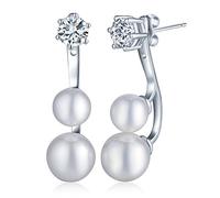 Infinite U Elégant 925 Argent Femme/Fille Doubles Perles Jackets Clous/Boucle d'oreilles Multiples Styles de Port