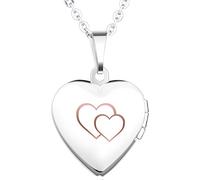 Infinite U Gravure de Laser Simple Doubles Cœurs Rose Femme Cœur Ouvert Médaillons Photo en Acier Inoxydable Collier Pendentif pour Cadeau de Mariage Anniversaire