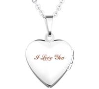 Infinite U Unique Gravure de Laser Je t'aime Collier Photo en Alliage de Titane, Collier Pendentif cœur Mignon, Collier Médaillon mémoire, Cadeau de Noël et Anniversaire