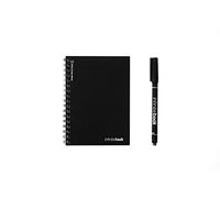 InfiniteBook Cahier réutilisable à spirales (A6, uni, spirales, stylo inclus, noir)