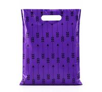 InfinitePack Sacs à marchandises imprimés avec poignées découpées pour boutique, friandises, sacs en plastique réutilisables, Flèches noires., 15"x18" - 100 Pack