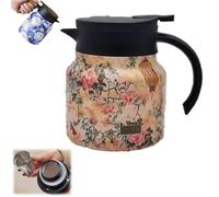 Infinitne - Théière vintage à motif floral - Infuseur intégré - Théière en acier inoxydable - Bec en V - Contrôle de la température - Bouilloire pour thé en vrac, café, boissons chaudes (O)