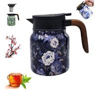 Infinitne Vintage Floral Pattern Tea - Built-In Infuser, Infinite Tea Pot, Insulated TeaPot with Infuser, Vintage Teapot, Coffee Carafes for Keeping Hot, Easy To Clean (#8,1000ML)