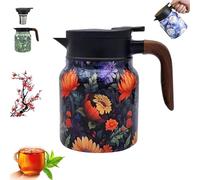 Infinitne Vintage Floral Pattern Tea - Built-In Infuser, Infinite Tea Pot, Insulated TeaPot with Infuser, Vintage Teapot, Coffee Carafes for Keeping Hot, Easy To Clean (#7,1000ML)