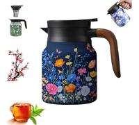 Infinitne Vintage Floral Pattern Tea - Built-In Infuser, Infinite Tea Pot, Insulated TeaPot with Infuser, Vintage Teapot, Coffee Carafes for Keeping Hot, Easy To Clean (#9,800ML)