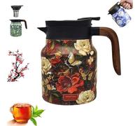 Infinitne Vintage Floral Pattern Tea - Built-In Infuser, Infinite Tea Pot, Insulated TeaPot with Infuser, Vintage Teapot, Coffee Carafes for Keeping Hot, Easy To Clean (#11,1000ML)