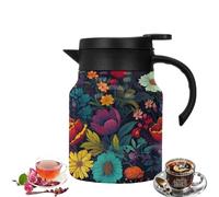 Infinitne Vintage Floral Pattern Tea - Built-in Infuser, Insulated Tea Pot with Infuser, Vintage Teapot, Coffee Carafes for Keeping Hot, Stainless Steel Thermal Carafe (E,27oz/800ml)