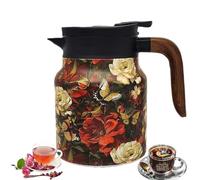 Infinitne Vintage Floral Pattern Tea - Built-in Infuser, Insulated Tea Pot with Infuser, Vintage Teapot, Coffee Carafes for Keeping Hot, Stainless Steel Thermal Carafe (C,33.8oz/1000ml)