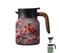 Infinitne Vintage Floral Teapot,Vintage Floral Pattern Tea Pot-Built-In Infuser,Insulated Stainless Steel Loose Teapot,for Travel (E)