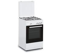 INFINITON Cuisinière à gaz CC56BWC - Largeur 50 cm, 3 zones, blanc, brûleurs avec sécurité FFSD, compatible gaz naturel et butane