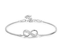 Infinity Bracelet Femme 925 Signe de l'Infini Argent Sterling Bracelets Zircon Réglable Bracelet Valentin Fête des Mères Anniversaire Noël Cadeau pour Elle Femmes Ami mama