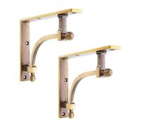 Infinity Decor Beehive Lot de 2 grands supports d'étagère en laiton massif avec finition en laiton vieilli robuste et sécurisé pour murs intérieurs et extérieurs.