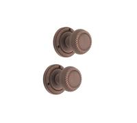 Infinity Decor Boutons de porte à mortaise à ressort en forme de corde géorgienne - Bronze vieilli - 50 mm - Poignées de porte en laiton massif - Idéales pour les portes intérieures et extérieures