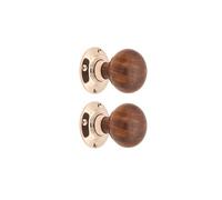 Infinity Decor Boutons de porte en bois d'ébène pur et palissandre/bouton de bordure en bois de style victorien à mortaise/laiton massif plaqué rose finition nickel poli (chignon en palissandre)