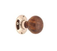 Infinity Decor Boutons de porte victoriens en bois de rose à mortaiser sur rosace en nickel poli 60 mm - Idéal pour l'intérieur et l'extérieur