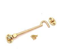 Infinity Decor Crochet et œillet de cabine en laiton massif - Loquet de porte silencieux pour fenêtre, portail de jardin, porte - Laiton poli