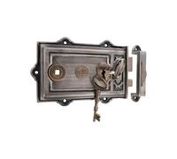 Infinity Decor Davenport Verrou traditionnel en fonte avec clé de sécurité en étain finition antique pour portes ou abris de jardin extérieurs