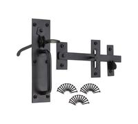 Infinity Decor Loquet de porte/portail Suffolk en fer robuste de 17,8 cm avec pouce pour la sécurité en finition époxy noire pour une utilisation en extérieur