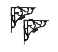 Infinity Decor Lot de 2 équerres murales robustes en fonte pour étagère de cuisine, salon, extérieur Noir 150 x 150 mm