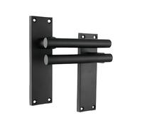 Infinity Decor Lot de 2 poignées de porte de salle de bain à levier droites sur plaque arrière rectangulaire, style moderne, noir mat, idéal pour portes intérieures et extérieures (loquet)