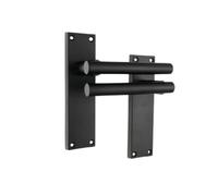 Infinity Decor Lot de 2 poignées de porte droites sur plaque arrière rectangulaire Noir mat Style moderne Idéal pour portes intérieures et extérieures