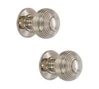 Infinity Decor Lot de 2 poignées de porte rondes en laiton massif à mortaise en nickel poli 60 mm Idéal pour une utilisation en intérieur et en extérieur