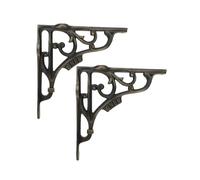 Infinity Decor Lot de 2 supports d'étagère en fonte antiques mats robustes pour étagère de cuisine, salon, support extérieur 180 x 180 mm