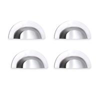 Infinity Decor Lot de 4 poignées de placard vintage en forme de demi-lune en laiton massif finition chrome satiné pour tiroirs et armoires 105 mm