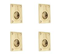 Infinity Decor Lot de 4 poignées de porte encastrées en laiton poli 60 mm x 50 mm - Idéal pour les fenêtres, armoires, portes de placard