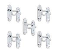 Infinity Decor Lot de 5 poignées de porte en chrome poli style victorien Oakley sur plaque demi-ronde pour intérieur et extérieur
