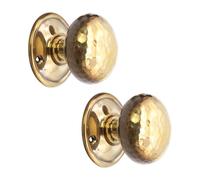 Infinity Decor Lot de poignées de porte rondes vintage en laiton vieilli martelé à mortaise 50 mm - Idéal pour une utilisation intérieure et extérieure