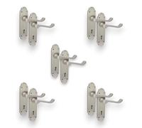 Infinity Decor Oakley Lot de 5 poignées de porte à levier sur plaque demi-ronde Nickel satiné