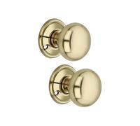 Infinity Decor Paire de boutons de porte à mortaise sur rosace ronde Finition laiton poli 50 mm