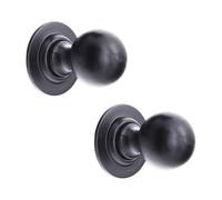 Infinity Decor Paire de boutons de porte à mortaiser en forme de boule en fer massif Noir mat 45 mm
