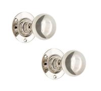 Infinity Decor Paire de boutons de porte en nickel poli style ancien boule en laiton massif 45 mm - Idéal pour une utilisation intérieure et extérieure