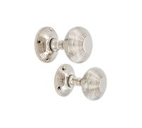 Infinity Decor Paire de boutons de porte ronds en nickel poli à mortaise en forme de ruche victorienne 55 mm - Laiton massif pour portes intérieures et extérieures