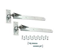 Infinity Decor Paire de charnières robustes en fer galvanisé avec crochet réglable 450 mm Idéal pour portail de jardin en bois, porte de garage, allée