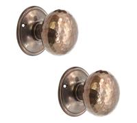 Infinity Decor Paire de poignées de porte à mortaise style traditionnel en laiton massif avec texture martelée 55 mm - pour portes intérieures et extérieures