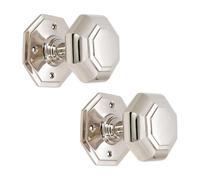 Infinity Decor Paire de poignées de porte octogonales en laiton et nickel (nickel poli)