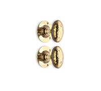 Infinity Decor Paire de poignées de porte ovales martelées à mortaise en laiton vieilli 58 mm - Bouton victorien idéal pour portes intérieures et extérieures