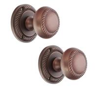 Infinity Decor Paire de poignées de porte rondes à mortaise en laiton massif de style géorgien 50 mm (bronze vieilli)