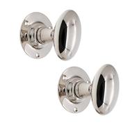 Infinity Decor Paire de poignées de porte rondes en nickel poli martelé ovale à mortaise - 58 mm pour portes intérieures et extérieures