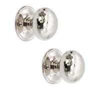 Infinity Decor Paire de poignées de porte traditionnelles en nickel poli martelé, texture martelée, 50 mm, pour portes intérieures et extérieures